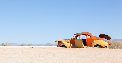 Image showing Abandoned car in the Namib Desert