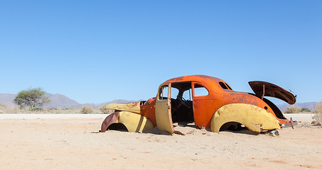 Image showing Abandoned car in the Namib Desert