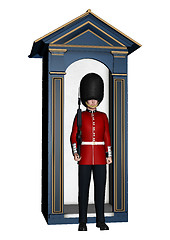 Image showing Royal British Guardsman near Guard Box