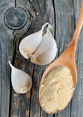 Image showing garlic cloves, bulb and powder 