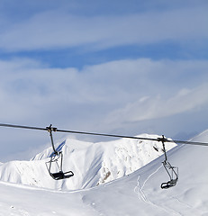 Image showing Chair lift at ski resort