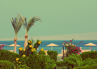 Image showing tropical beach - vintage retro style