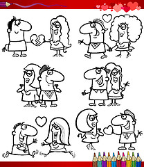 Image showing couple in love cartoons coloring page