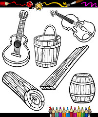 Image showing objects oartoon set for coloring book
