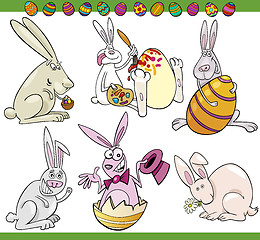 Image showing easter bunnies set cartoon illustration