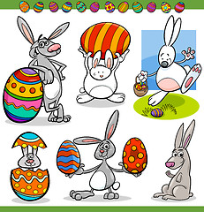 Image showing easter bunnies set cartoon illustration