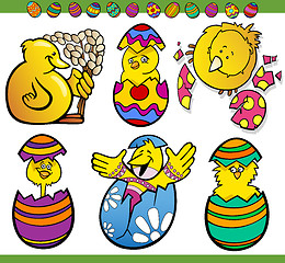 Image showing easter chicks set cartoon illustration