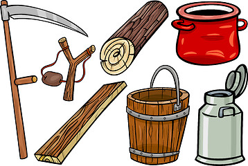 Image showing country objects cartoon illustration set