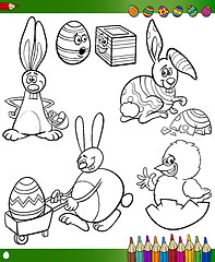 Image showing easter cartoons for coloring book