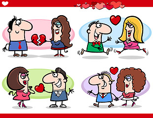 Image showing valentine couples in love cartoon set