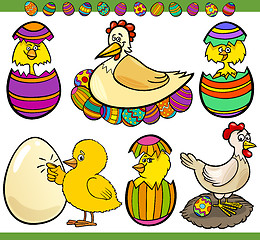 Image showing easter chickens set cartoon illustration