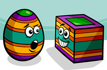 Image showing easter square egg cartoon illustration