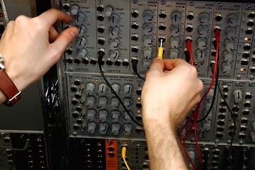 Image showing Audio connectors with sound mixer