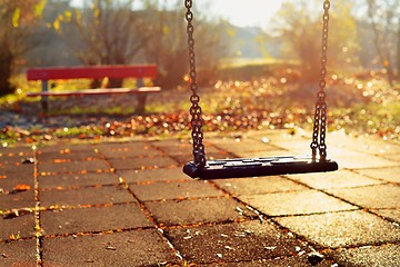 Image showing Playground swing in a park