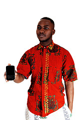 Image showing Black man with cell phone.