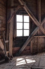 Image showing Interior of an abandoned wooden house