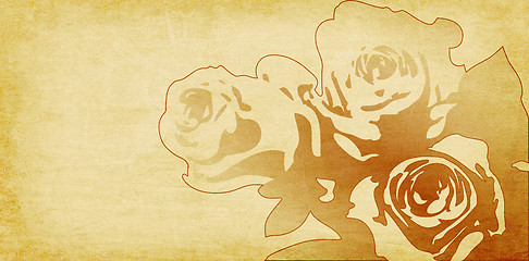 Image showing rose drawing on beige paper background