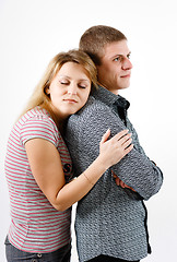 Image showing young woman hugging man