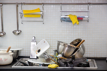 Image showing Dirty utensil on the kitchen
