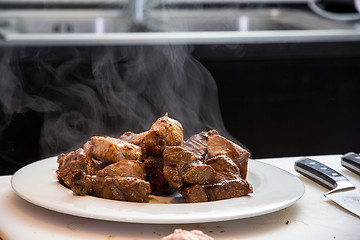 Image showing Fried meat slices on the plate