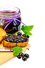 Image showing Bread with jam from blackcurrant