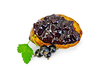 Image showing Bread with jam from blackcurrant top