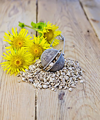 Image showing Herbal tea from the root of elecampane in strainer