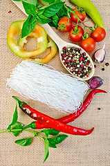 Image showing Noodles rice white with a variety peppers