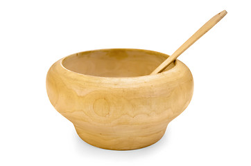 Image showing Bowl wooden with a spoon