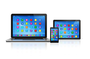 Image showing Smartphone, Digital Tablet Computer and Laptop