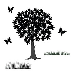 Image showing tree and butterflies