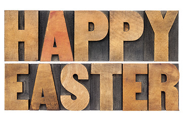 Image showing Happy Easter in wood type