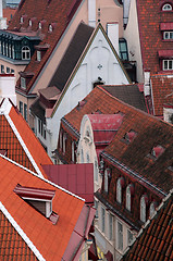 Image showing Closeup Aerial View of Old Town in Tallinn