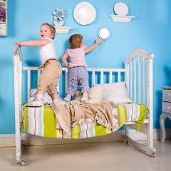 Image showing Children on the bed