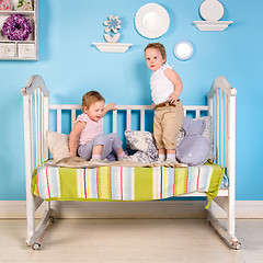 Image showing Children on the bed