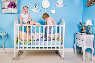 Image showing Children on the bed