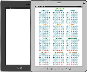 Image showing Calendar for 2013 in tablet PC isolated on white background