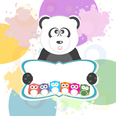 Image showing birthday party elements with cute owls and panda