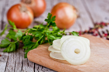 Image showing fresh onions and parsley