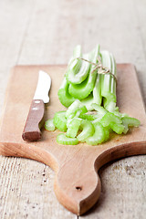 Image showing bundle of fresh green celery stems 