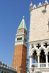 Image showing Basilica of Saint Mark bell tower and Palazzo Ducal, Venice