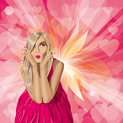 Image showing Vector Valentine Card with Girl