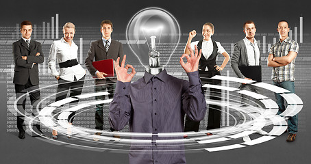 Image showing Business Team With Lamp Head