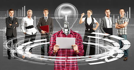 Image showing Business Team With Lamp Head