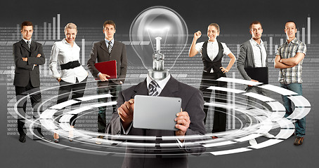 Image showing Business Team With Lamp Head