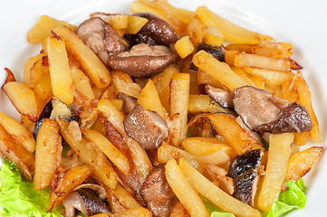 Image showing fried potatoes with mushrooms