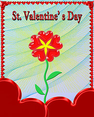 Image showing beautiful flower for Valentine's day in red frame