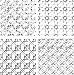 Image showing Set of monochrome geometric seamless patterns, backgrounds collection