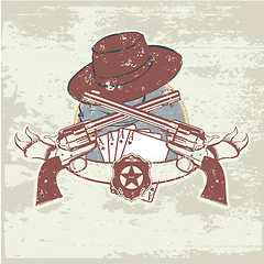 Image showing   two guns and  hat