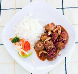 Image showing Oxtail Stew with Rice and Vegetables